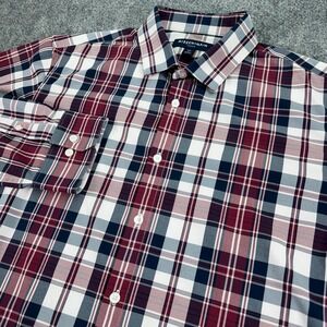 Mizzen Main Shirt Men XXL Plaid Leeward Trim Fit Long Sleeve Performance Stretch